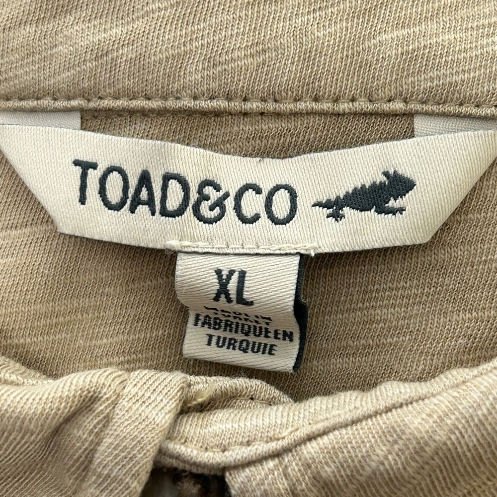 TOAD&CO Mens XL Tan Short Sleeve Polo Floral Organic Cotton Recycled Polyester - Picture 3 of 10